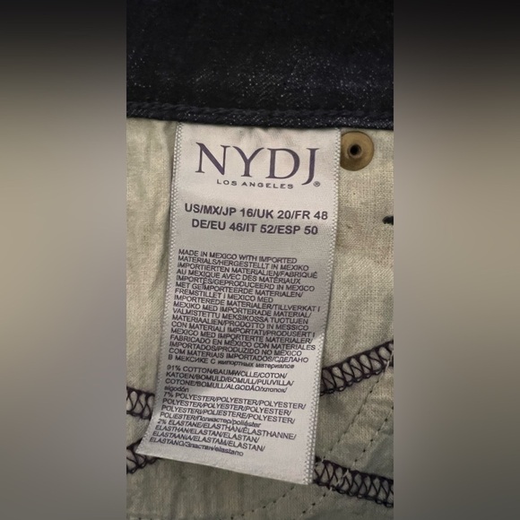 NYDJ NEW Women’s size 16 Jenna Straight Ankle Dark Wash Jeans with raw edge hem - Picture 7 of 8